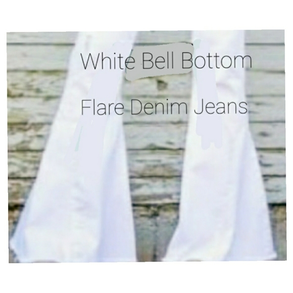 💥White Denim Bell Bottom Flare Jeans - Picture 2 of 5
